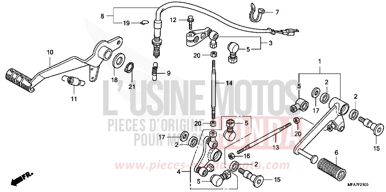 PEDAL for CBF1000 ABS QUASAR SILVER METALLIC (NHA48) from 2006